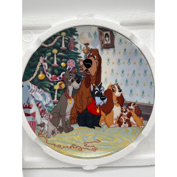 Walt Disney Lady And The Tramp Merry Christmas Collectible Plate Limited Edition - Picture 1 of 5